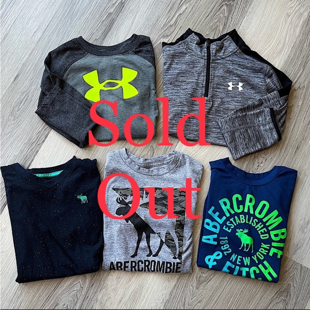 Boys Abercrombie kids and Under Armour tops size 7 and 7/8. Set of 5.